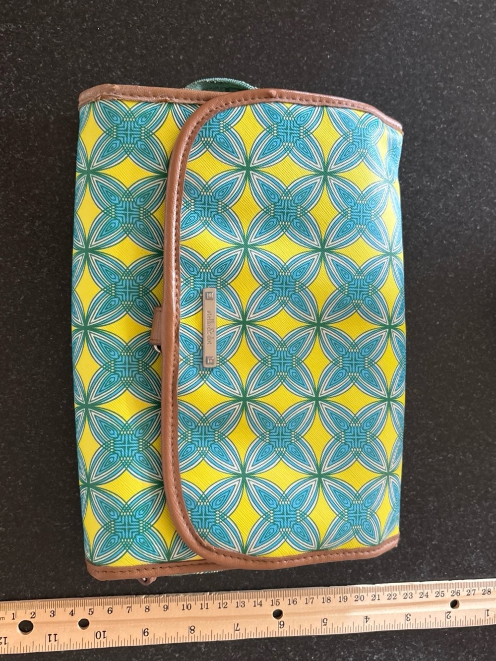 Stella & Dot Yellow and Teal Travel Jewelry Case